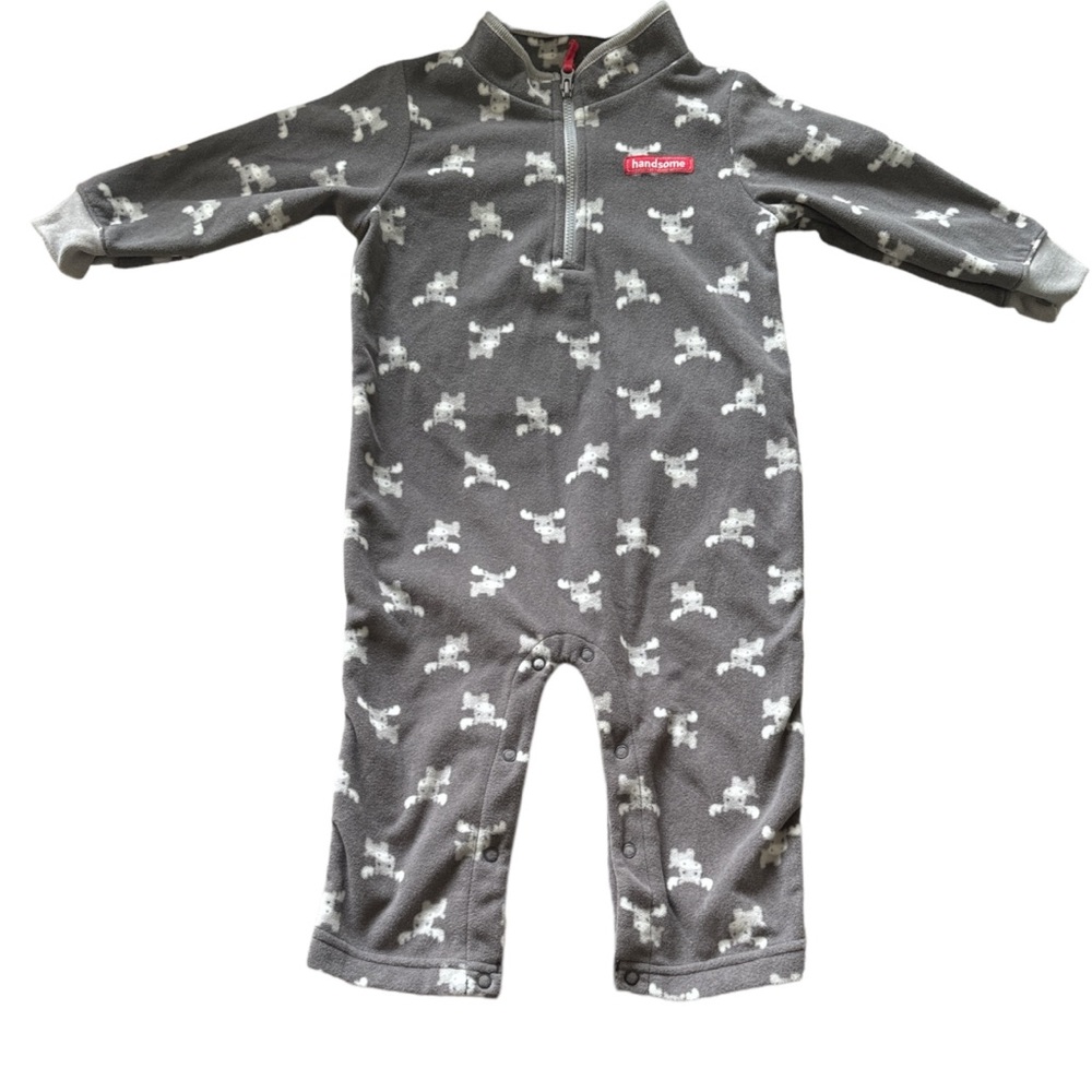 3 FOR $10 CARTER’S 18M Gray & White Moose Print Fleece Jumpsuit